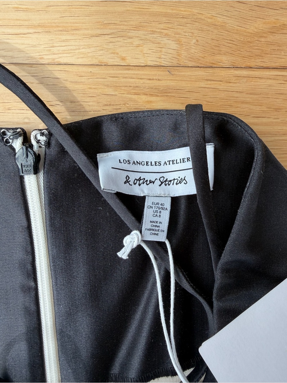 & Other Stories Black and Cream Slip Dress with Contrast Trim - Picture 5 of 7